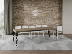 Mesa extensible 160/264x90 cm Karamay gris paloma patas antracita