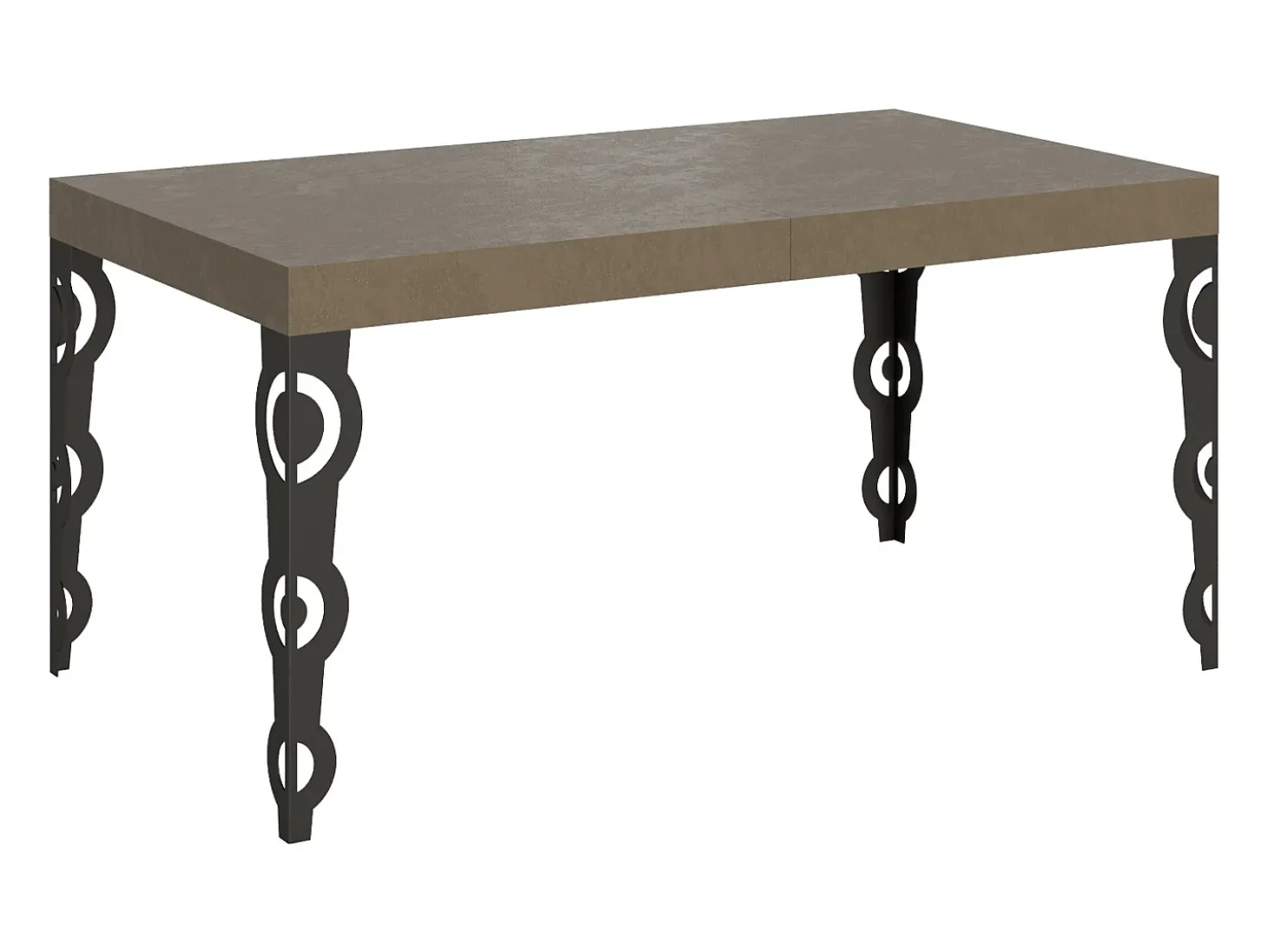 Mesa extensible 160/264x90 cm Karamay gris paloma patas antracita
