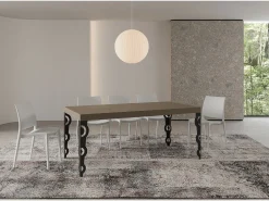 Mesa extensible 90x180/284 cm Karamay Premium gris paloma patas antracita