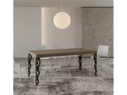 Mesa extensible 90x180/284 cm Karamay Premium gris paloma patas antracita