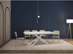 Mesa extensible 180/284x90 cm Karida Premium fresno blanco patas blancas