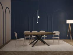 Mesa extensible 200/304x90 cm Karida efecto madera nogal patas antracita