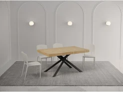 Mesa extensible 140/224x80 cm Karida roble natural patas antracita