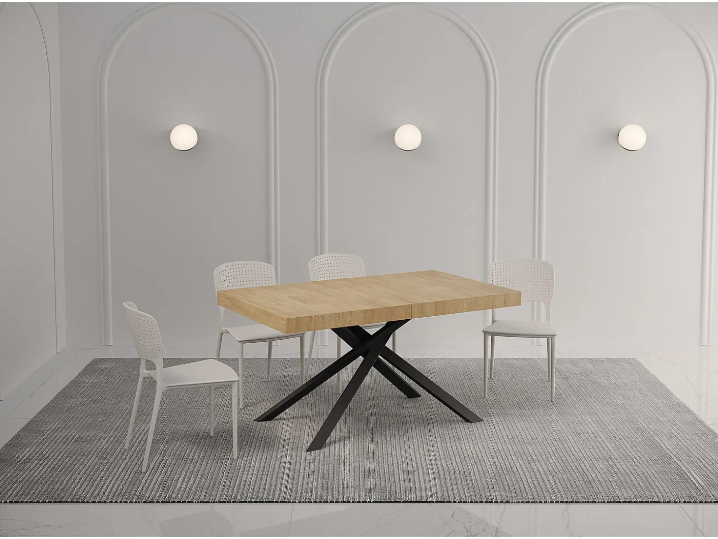 Mesa extensible 140/224x80 cm Karida roble natural patas antracita