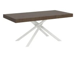 Mesa extensible 160/264x90 cm Karida nogal patas blancas