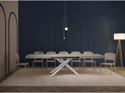 Mesa extensible 180/284x90 cm Karida cemento patas blancas