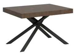 Mesa extensible 120/204x80 cm Karida nogal patas antracita