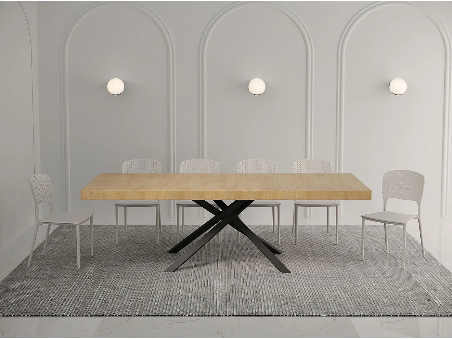 Mesa extensible 140/244x90 cm Karida Premium roble natural patas antracita