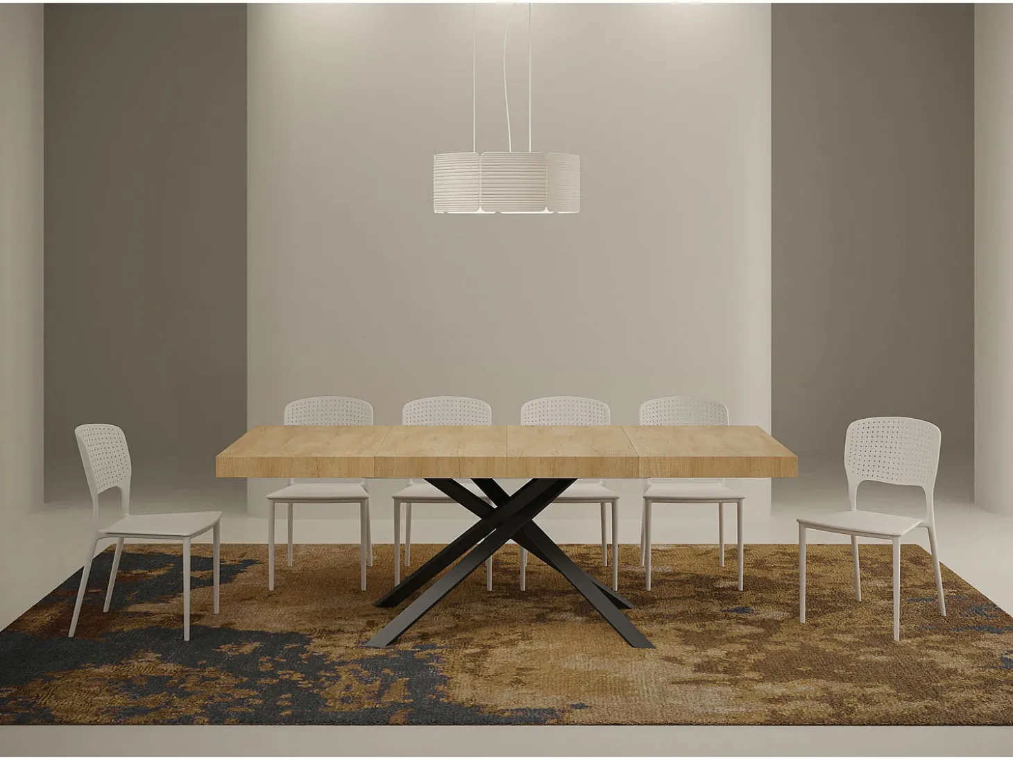 Mesa extensible 130/234x90 cm Karida Premium roble natural patas antracita