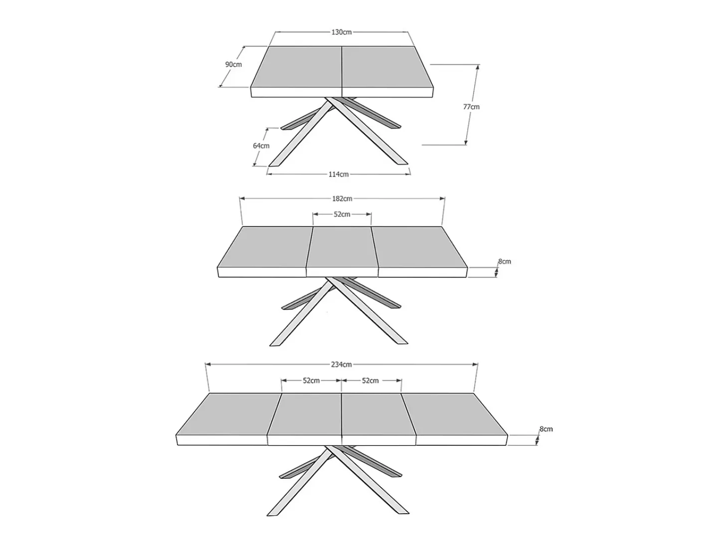 Mesa extensible 130/234x90 cm Karida Premium roble natural patas antracita