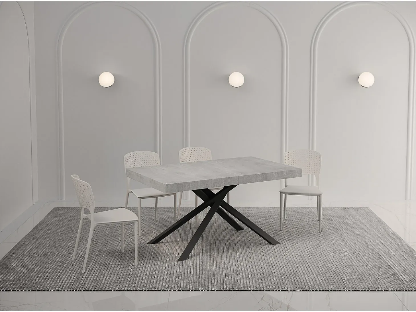 Mesa extensible 140/244x90 cm Karida Premium cemento patas antracita