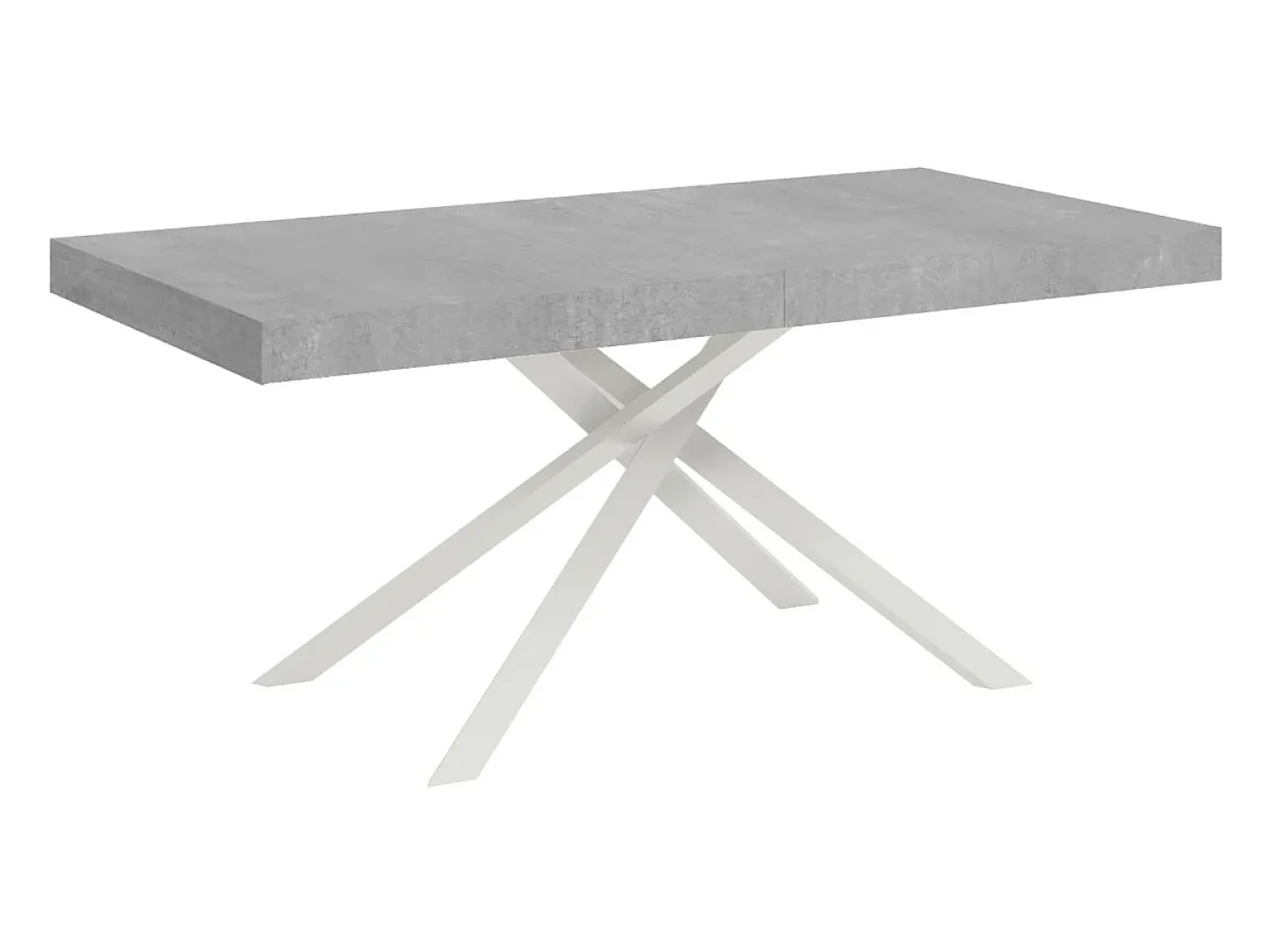 Mesa extensible 200/460x90 cm Karida efecto cemento patas blancas