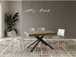 Mesa extensible 120/380x90 cm Karida gris paloma patas antracita