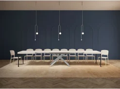 Mesa extensible 200/460x90 cm Karida efecto madera fresno blanco patas blancas