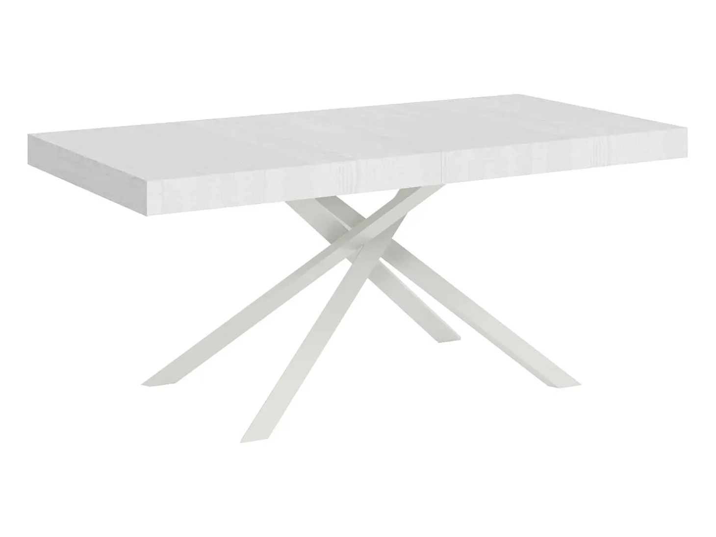 Mesa extensible 200/460x90 cm Karida efecto madera fresno blanco patas blancas