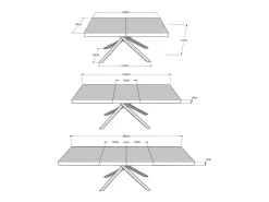 Mesa extensible 160/264x90 cm Karida Premium nogal patas blancas