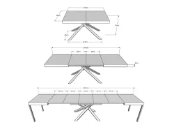 Mesa extensible 140/400x90 cm Karida nogal patas antracita