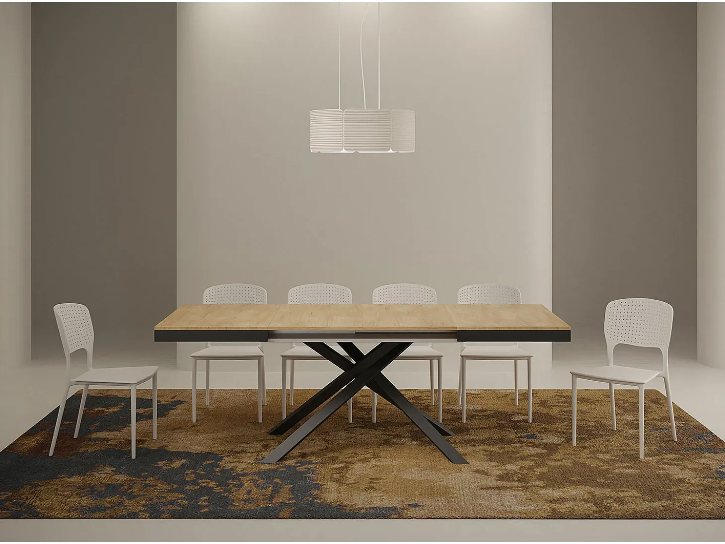 Mesa extensible 120/224x90 cm Karida Evolution roble natural estructura et patas antracita