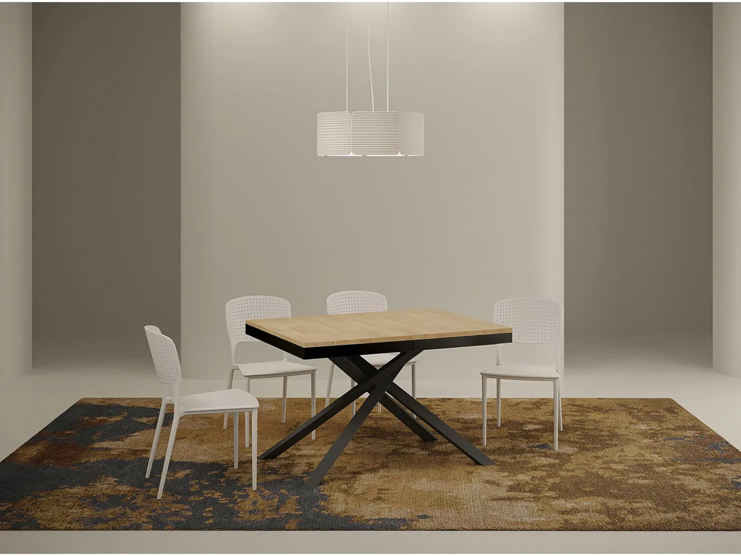 Mesa extensible 120/224x90 cm Karida Evolution roble natural estructura et patas antracita