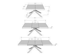 Mesa extensible 120/224x90 cm Karida Evolution cemento estructura et patas antracita