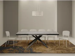 Mesa extensible 120/224x90 cm Karida Evolution cemento estructura et patas antracita