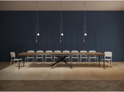 Mesa extensible 200/460x90 cm Karida efecto madera nogal patas antracita