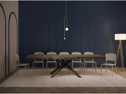 Mesa extensible 200/460x90 cm Karida efecto madera nogal patas antracita