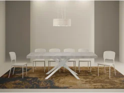 Mesa extensible 130/234x90 cm Karida Premium cemento patas blancas