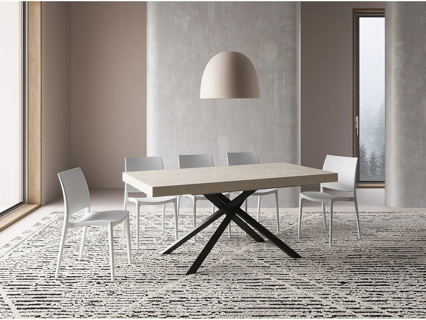 Mesa extensible 200/460x90 cm Karida cachemira patas antracita