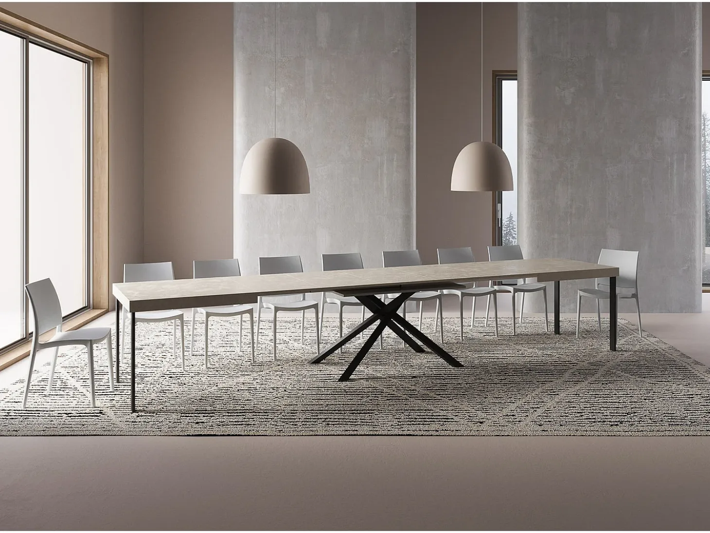 Mesa extensible 200/460x90 cm Karida cachemira patas antracita