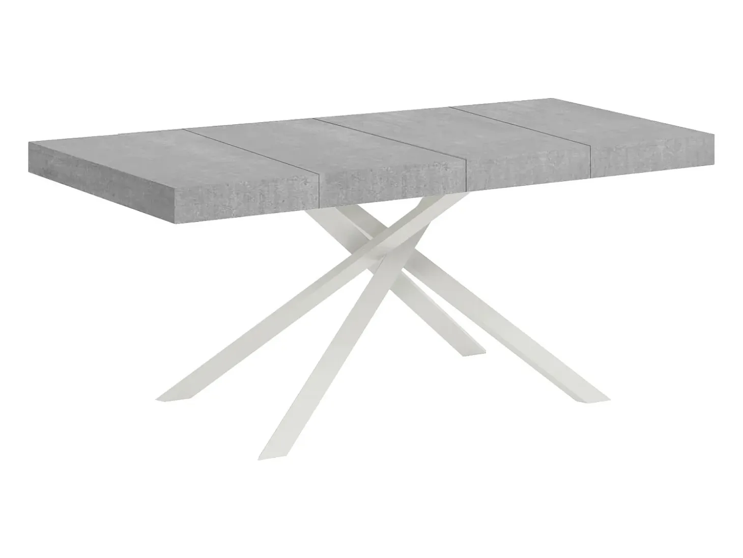 Mesa extensible 160/264x90 cm Karida Premium cemento patas blancas