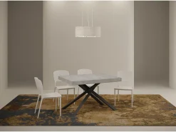 Mesa extensible 120/224x90 cm Karida cemento patas antracita