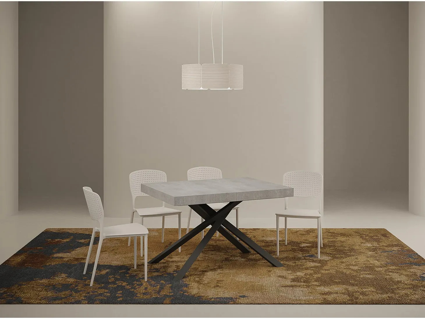 Mesa extensible 120/224x90 cm Karida cemento patas antracita
