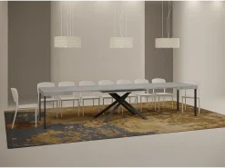 Mesa extensible 120/380x90 cm Karida cemento patas antracita