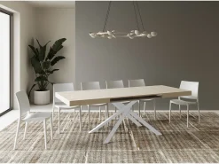 Mesa extensible 120/204x80 cm Karida cachemira patas blancas