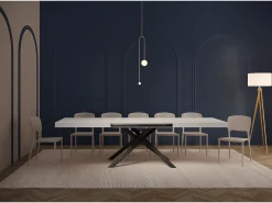Mesa extensible 200/304x90 cm Karida efecto madera fresno blanco patas antracita