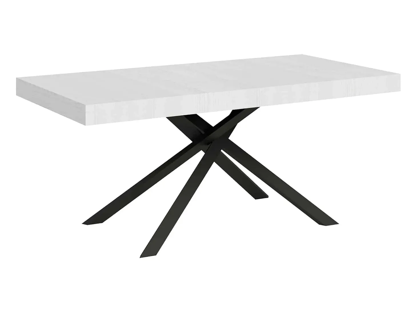 Mesa extensible 200/304x90 cm Karida efecto madera fresno blanco patas antracita