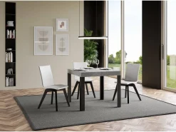 Mesa extensible 90x90/246 cm Linea Cemento estructura Antracita
