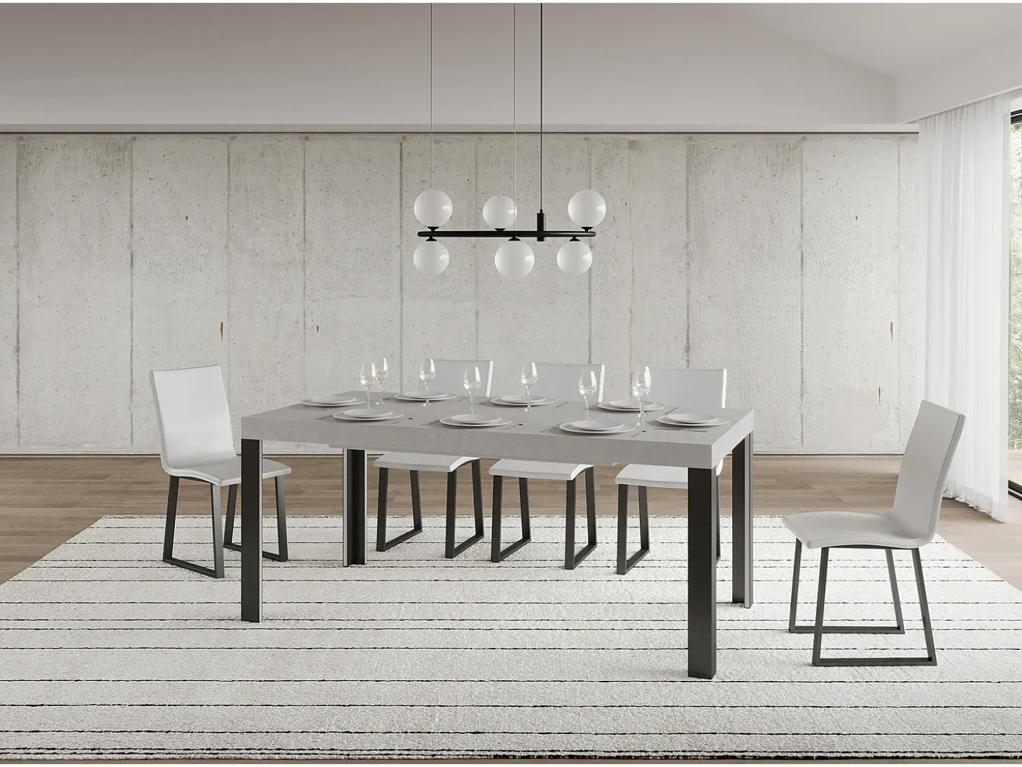 Mesa extensible 90x200/304 cm Linea Cachemira estructura Antracita