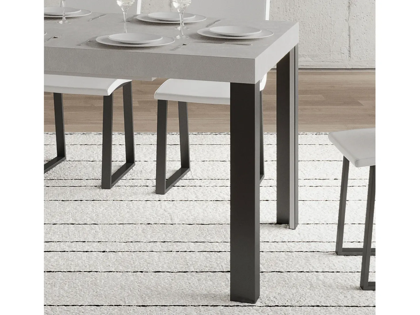 Mesa extensible 90x200/304 cm Linea Cachemira estructura Antracita