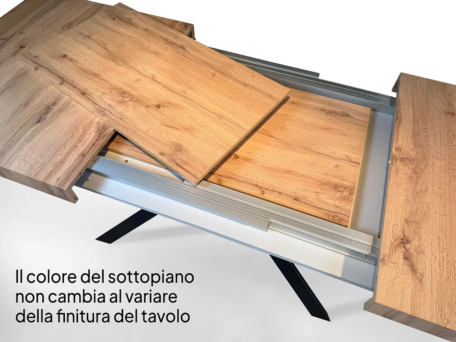 Mesa extensible 90x120/224 cm Linea Fresno Blanco estructura Antracita
