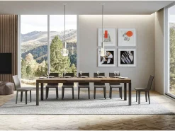 Mesa extensible 80x160/244 cm Linea Nogal estructura Antracita