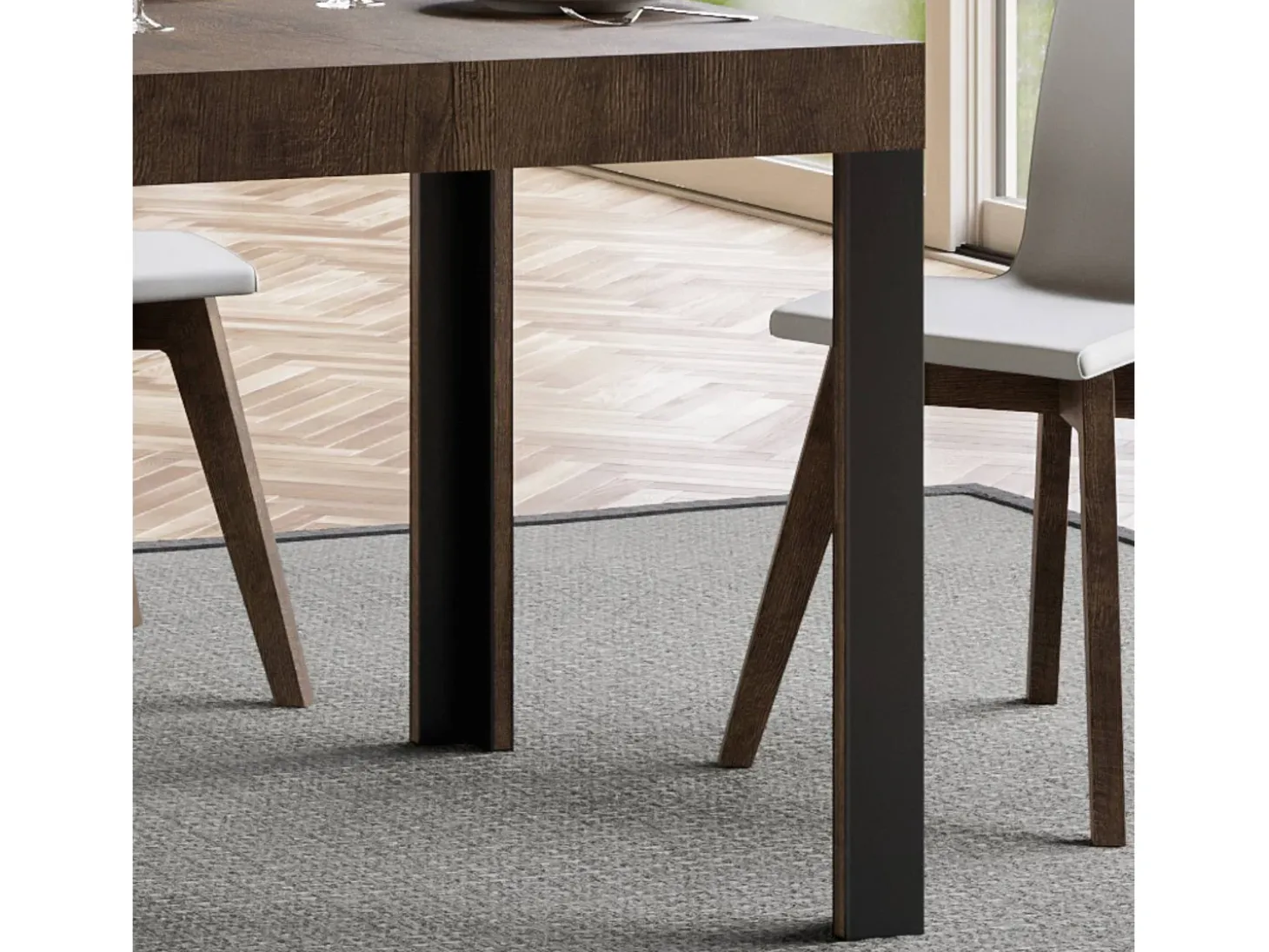 Mesa extensible 90x160/264 cm Linea Nogal estructura Antracita