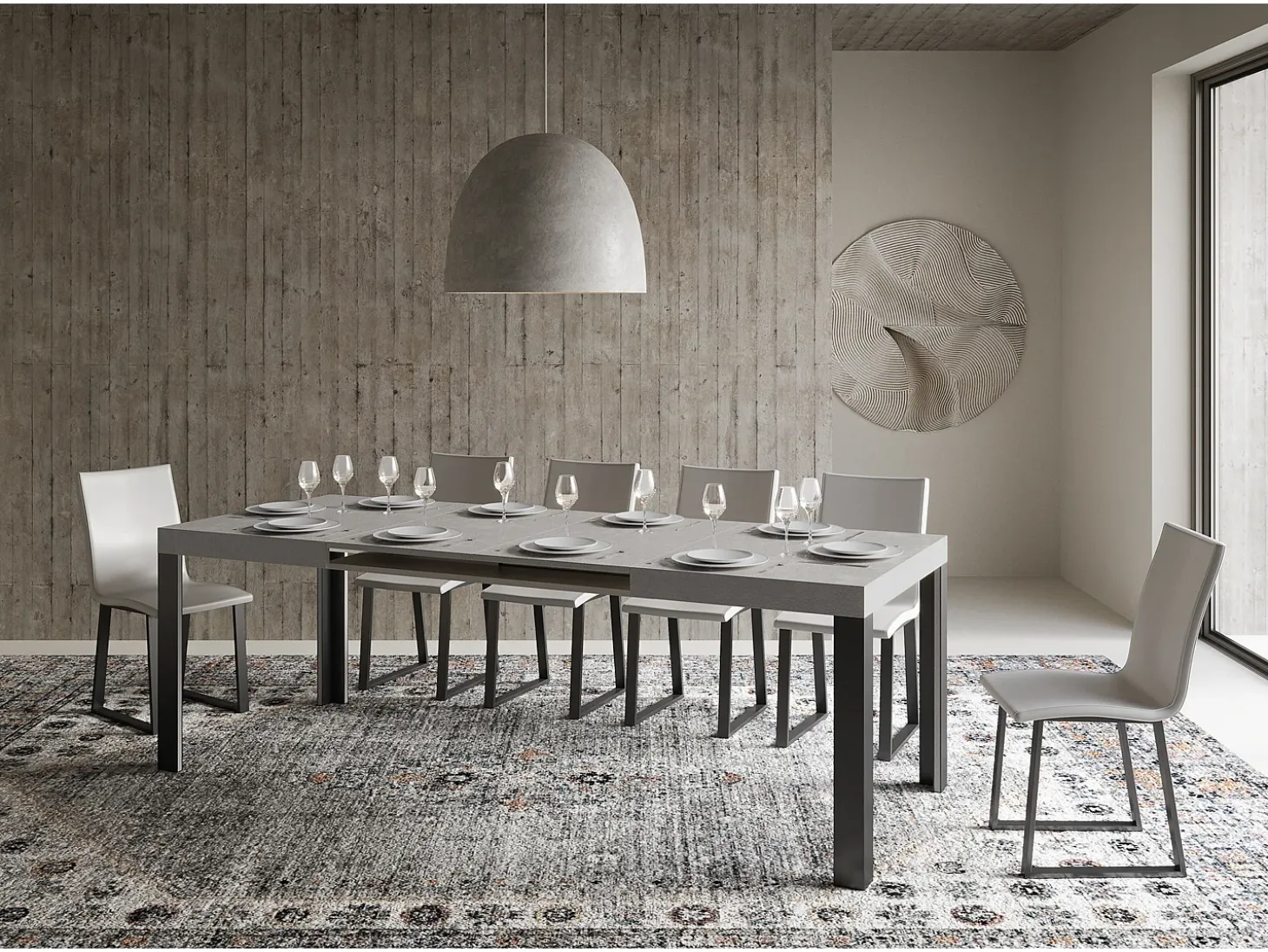 Mesa extensible 90x120/224 cm Linea Cachemira estructura Antracita