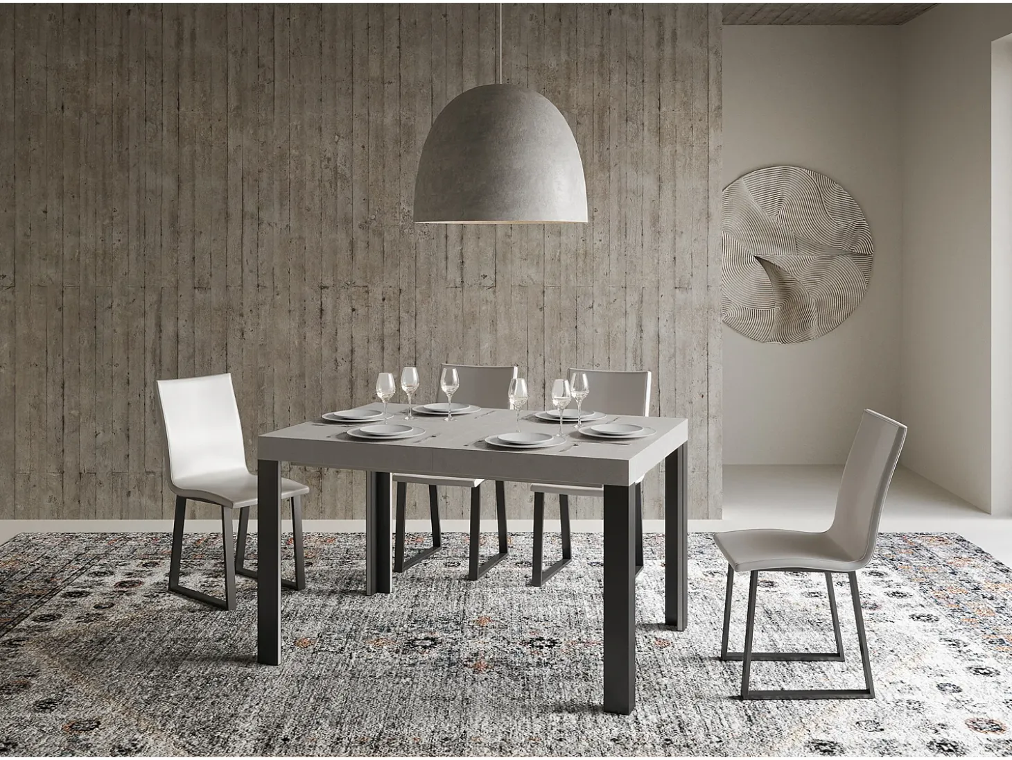 Mesa extensible 90x120/224 cm Linea Cachemira estructura Antracita