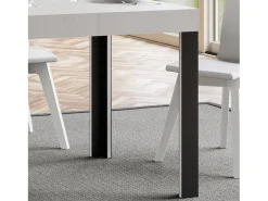 Mesa extensible 90x90/246 cm Linea Fresno Blanco estructura Antracita