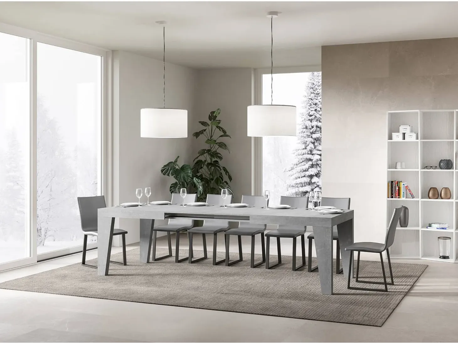 Mesa extensible 180/284x90 cm Naxy cemento