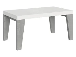 Mesa extensible 90x160/264 cm Naxy Mix Tapa fresno blanco - Patas cemento