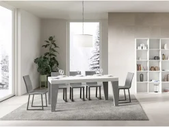 Mesa extensible 90x180/284 cm Naxy Mix Tapa fresno blanco - Patas cemento