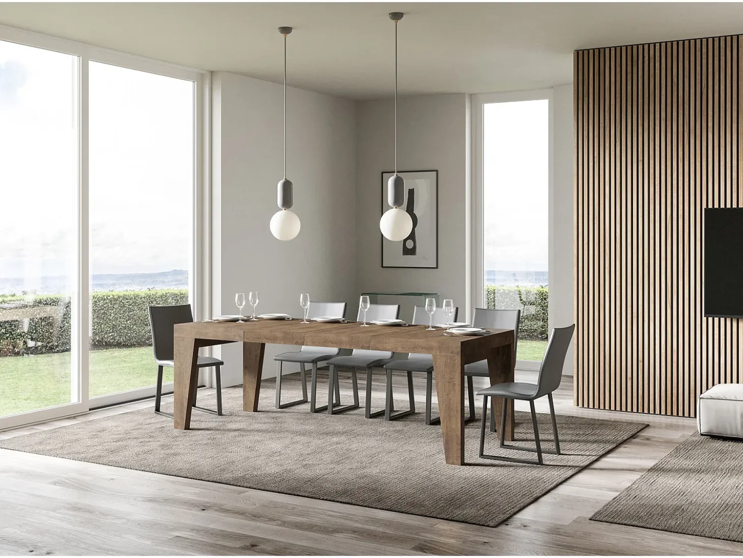 Mesa extensible 120/224x90 cm Naxy Premium nogal